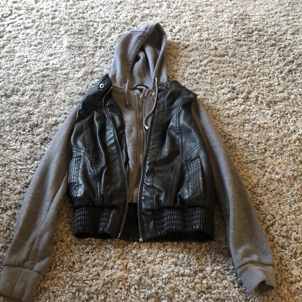Leather jacket/hoodie